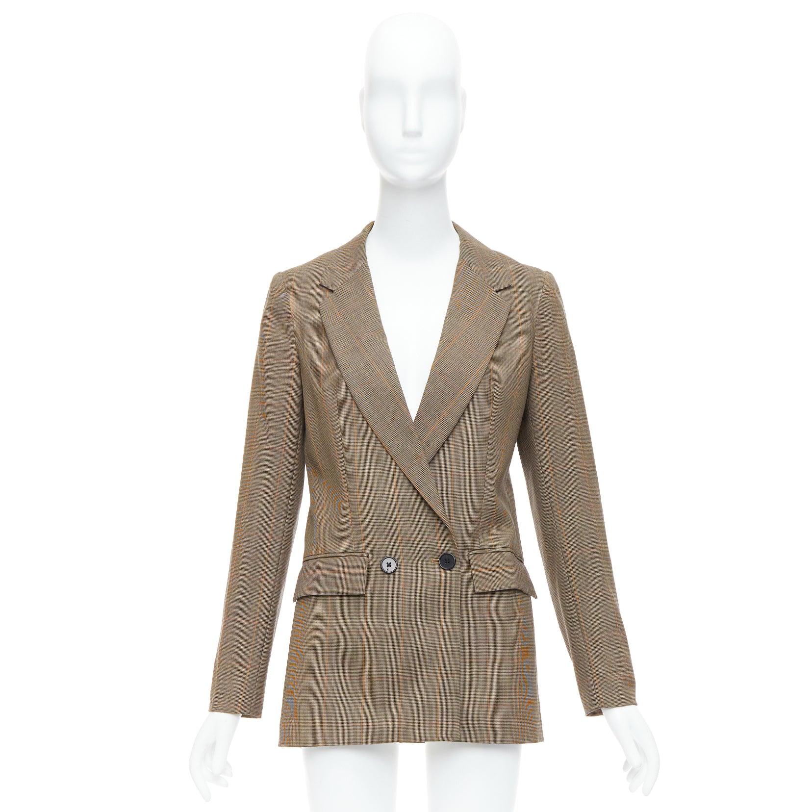 REFORMATION brown eco friendly surplus fabric checkered blazer XS For Sale 4