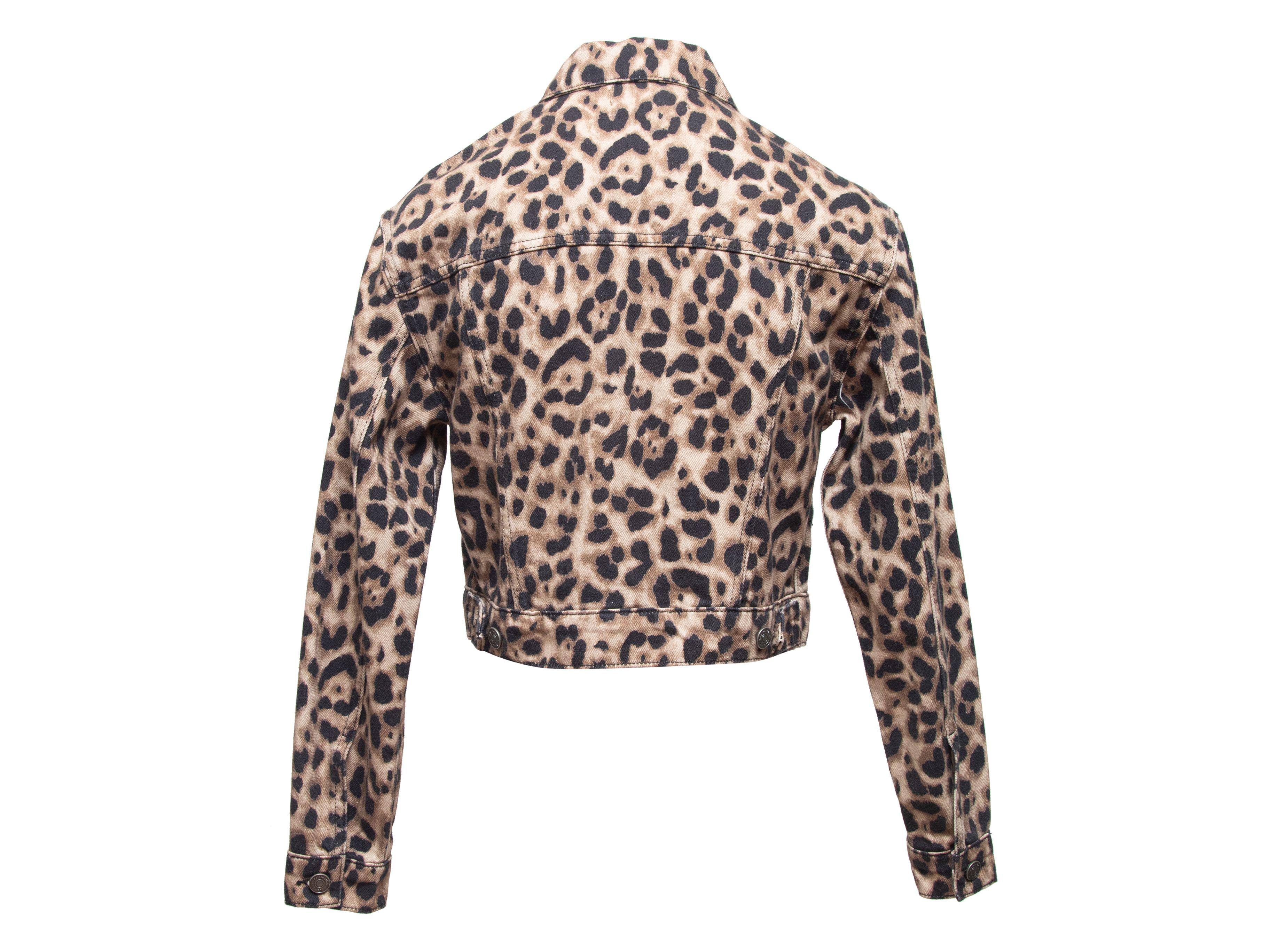 Reformation Brown & Multicolor Leopard Print Denim Jacket 1