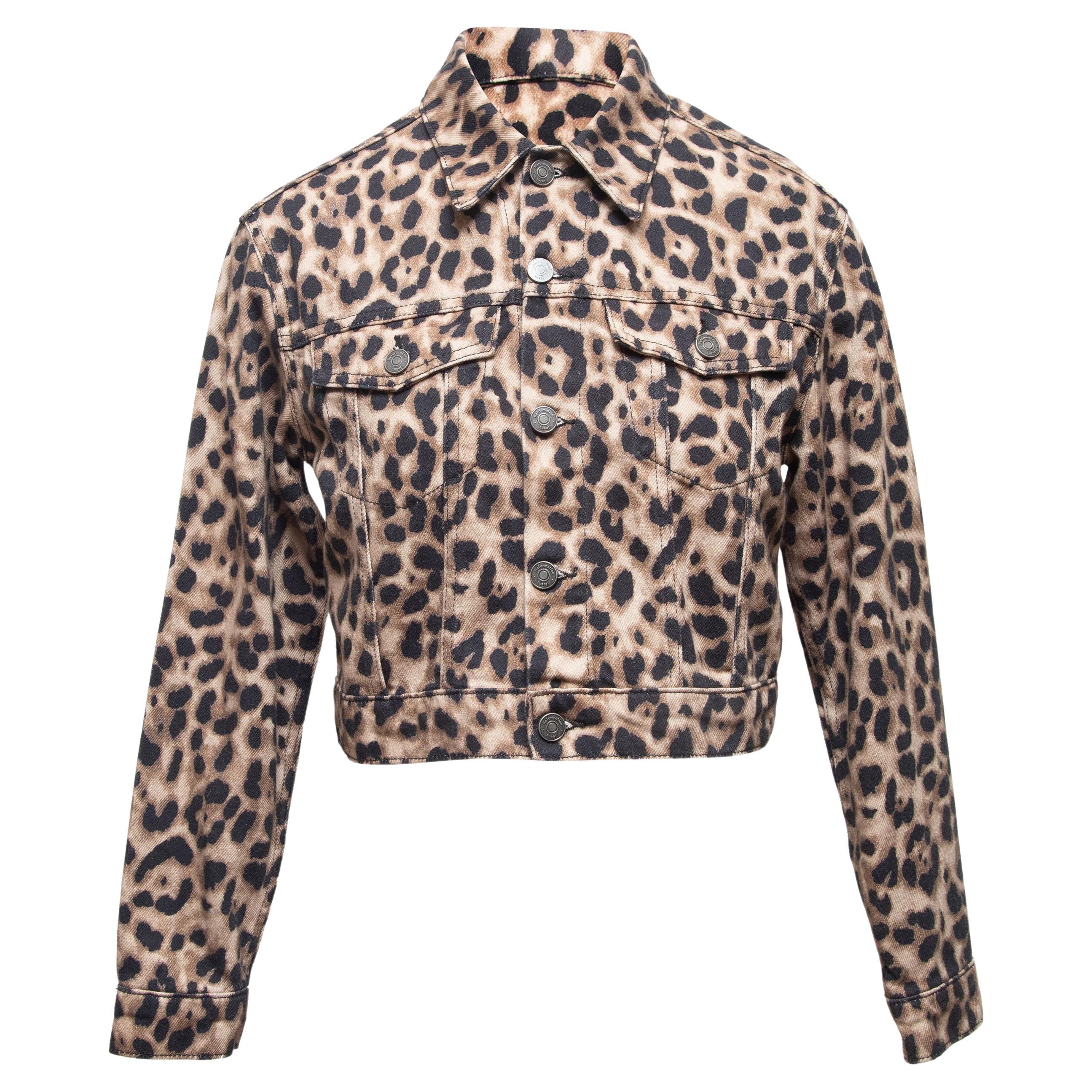 Reformation Brown and Multicolor Leopard Print Denim Jacket For Sale at ...