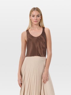 Reformation Brown Satin V Neck Blouse Size S