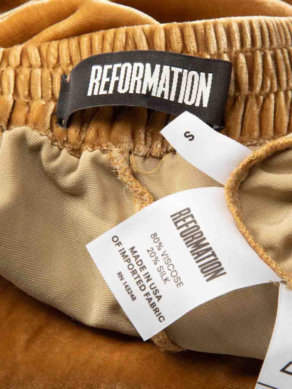 Women's Reformation Brown Velvet Wide Leg Trousers Size S For Sale