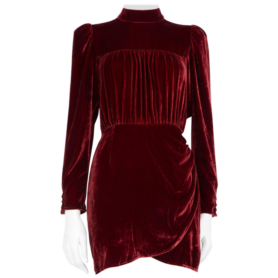 Reformation Burgundy Velvet Evora Mini Dress Size XS
