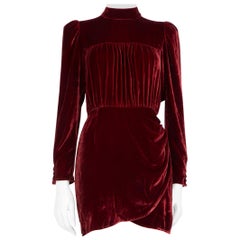 Reformation Burgundy Velvet Evora Mini Dress Size XS