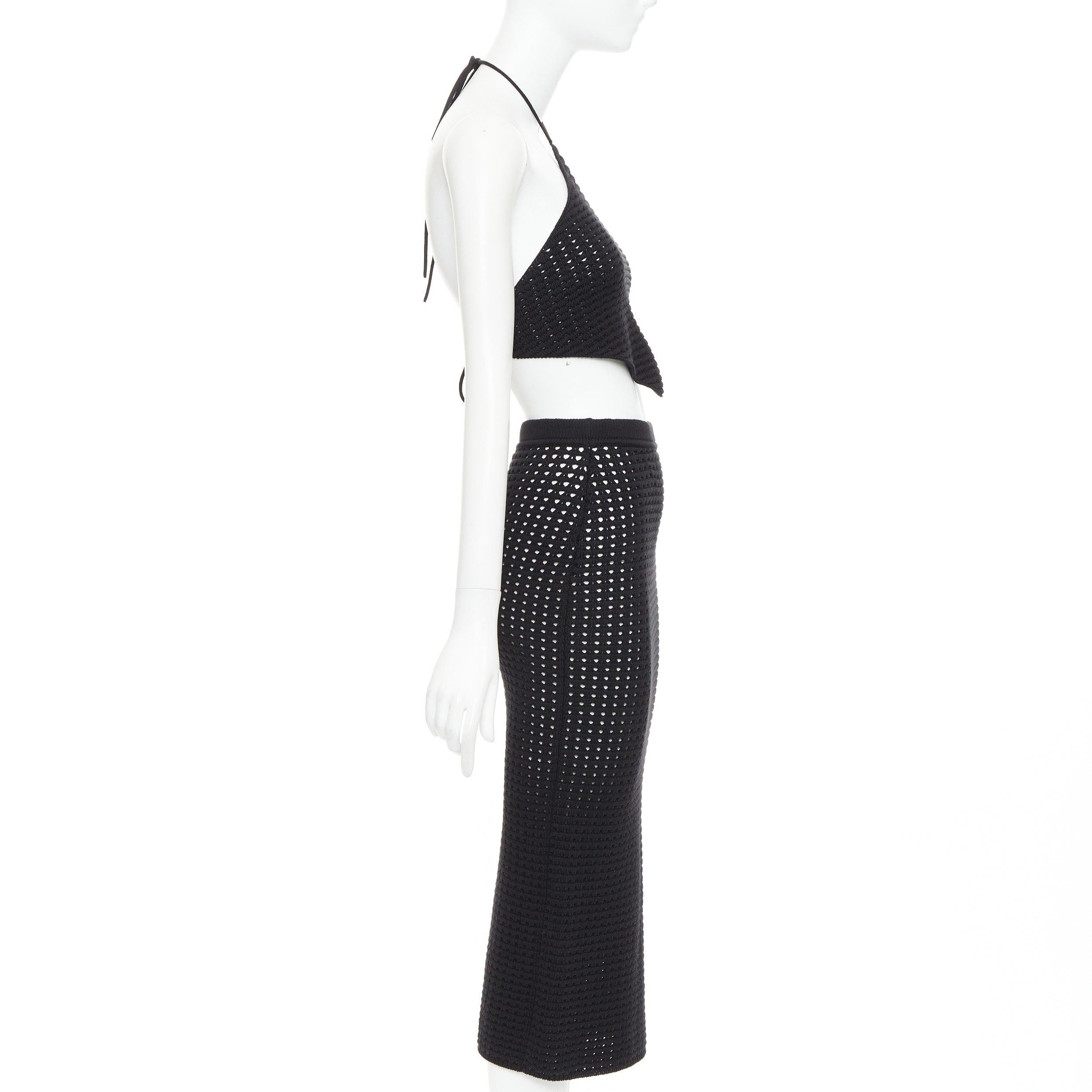 REFORMATION CIRCA nero in cotone organico, maglia aperta, top e gonna XS In condizioni ottime in vendita a Hong Kong, NT
