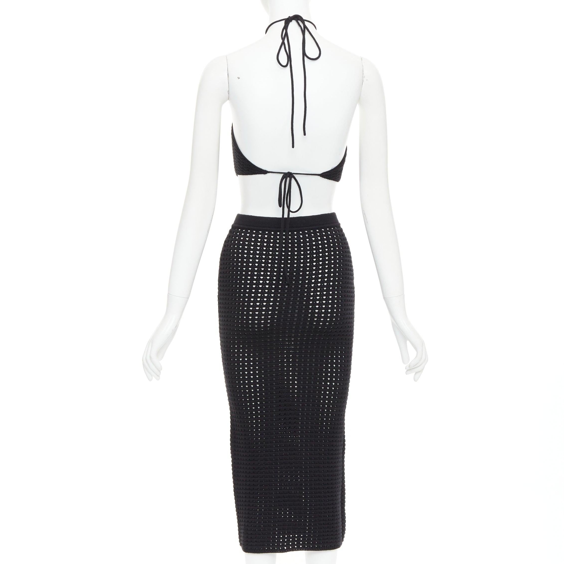 Donna REFORMATION CIRCA nero in cotone organico, maglia aperta, top e gonna XS in vendita
