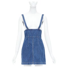 REFORMATION Corset blue washed denim back zip dungaree dress US2 S
