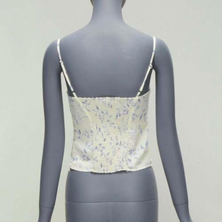 REFORMATION débardeur rétro à fronces imprimé floral bleu crème US2 S Pour femmes en vente