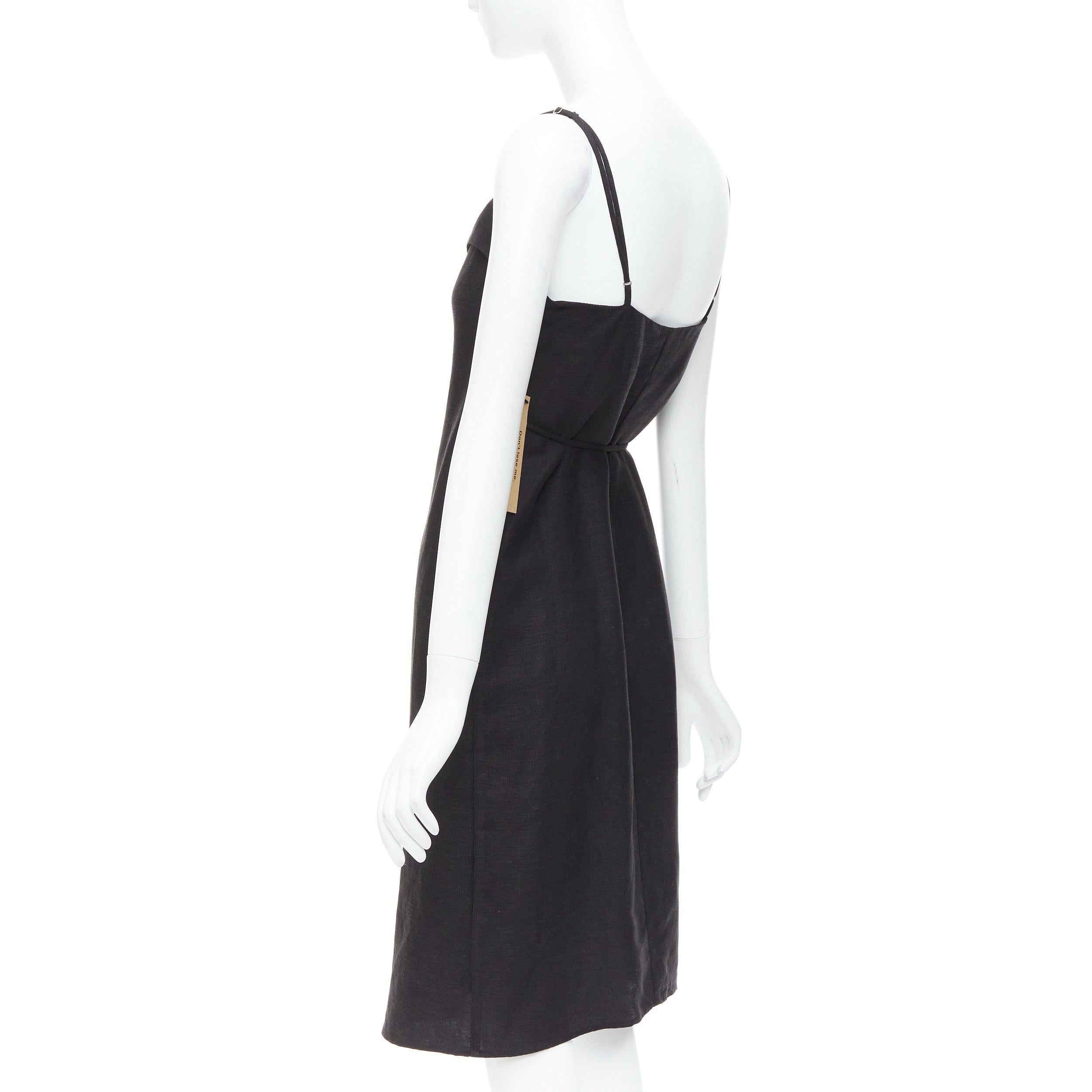 REFORMATION Crus black tencel linen V neck wrap dress XS For Sale 1