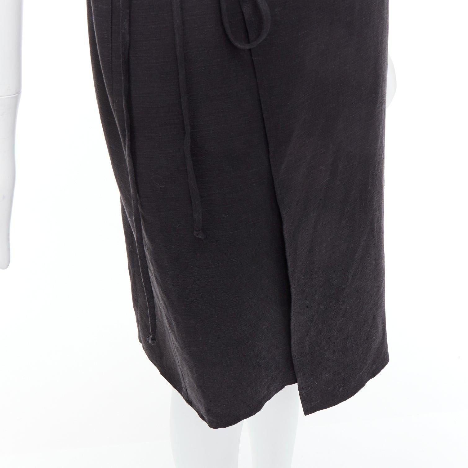 REFORMATION Crus black tencel linen V neck wrap dress XS For Sale 2