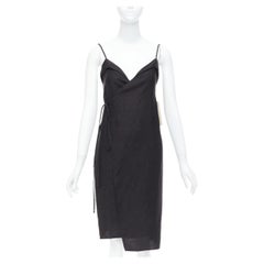 REFORMATION Crus black tencel linen V neck wrap dress XS