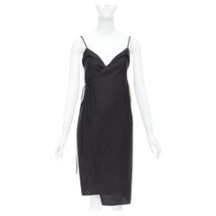 REFORMATION Crus black tencel linen V neck wrap dress XS