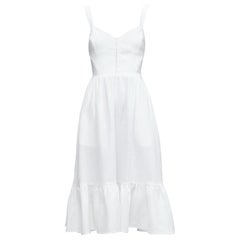REFORMATION Dolci white linen flute hem hook eye trumpet dress US0 XS