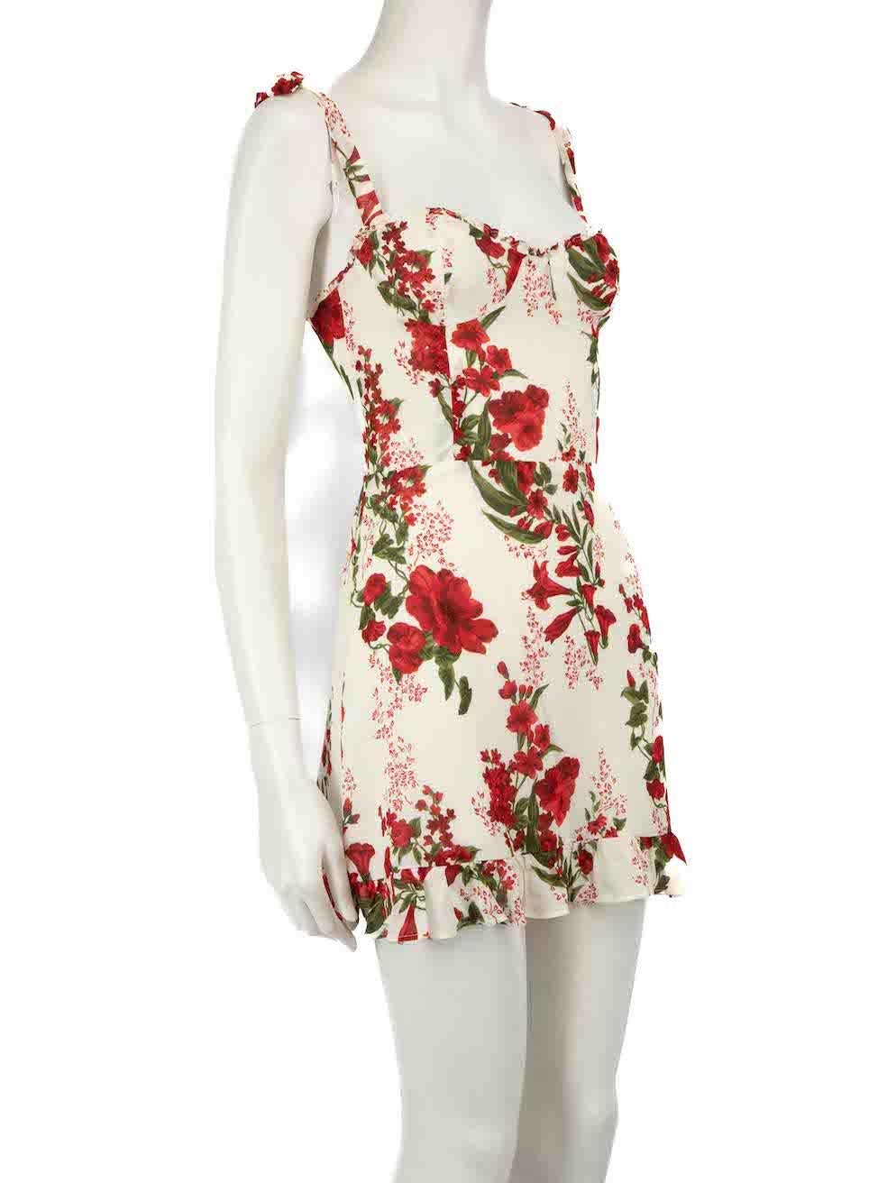 CONDITION is Very good. Minimal wear to dress is evident. Minimal wear with a light musty odour due to poor storage on this used Reformation designer resale item.
 
 
 
 Details
 
 
 Ecru
 
 Viscose
 
 Dress
 
 Floral pattern
 
 Mini
 
 Sleeveless
