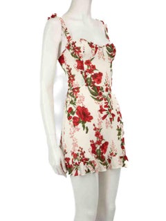 Reformation Ecru Floral Print Mini Dress Size S