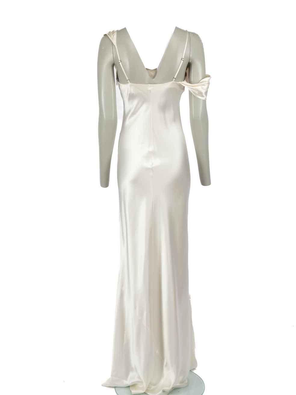 Reformation Ecru Silk Satin Cowl Neck Maxi Dress Size S In Excellent Condition In London, GB