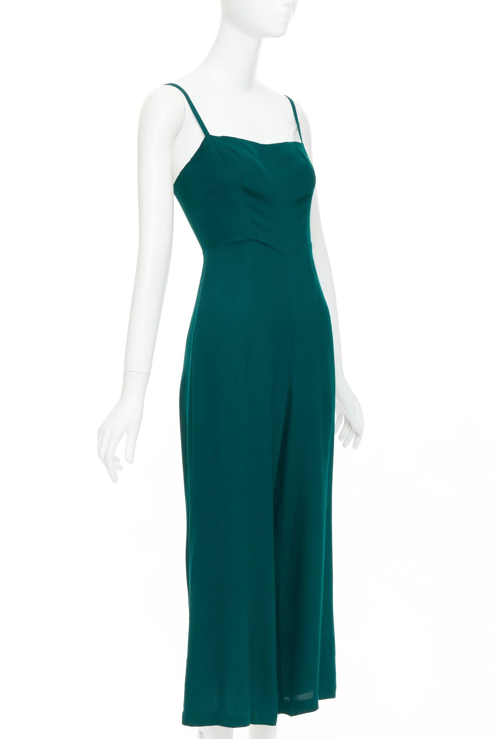 REFORMATION waldgrüner Viskosemischung Quadratischer Halsausschnitt Cropped Jumpsuit US0 XS (Grün) im Angebot