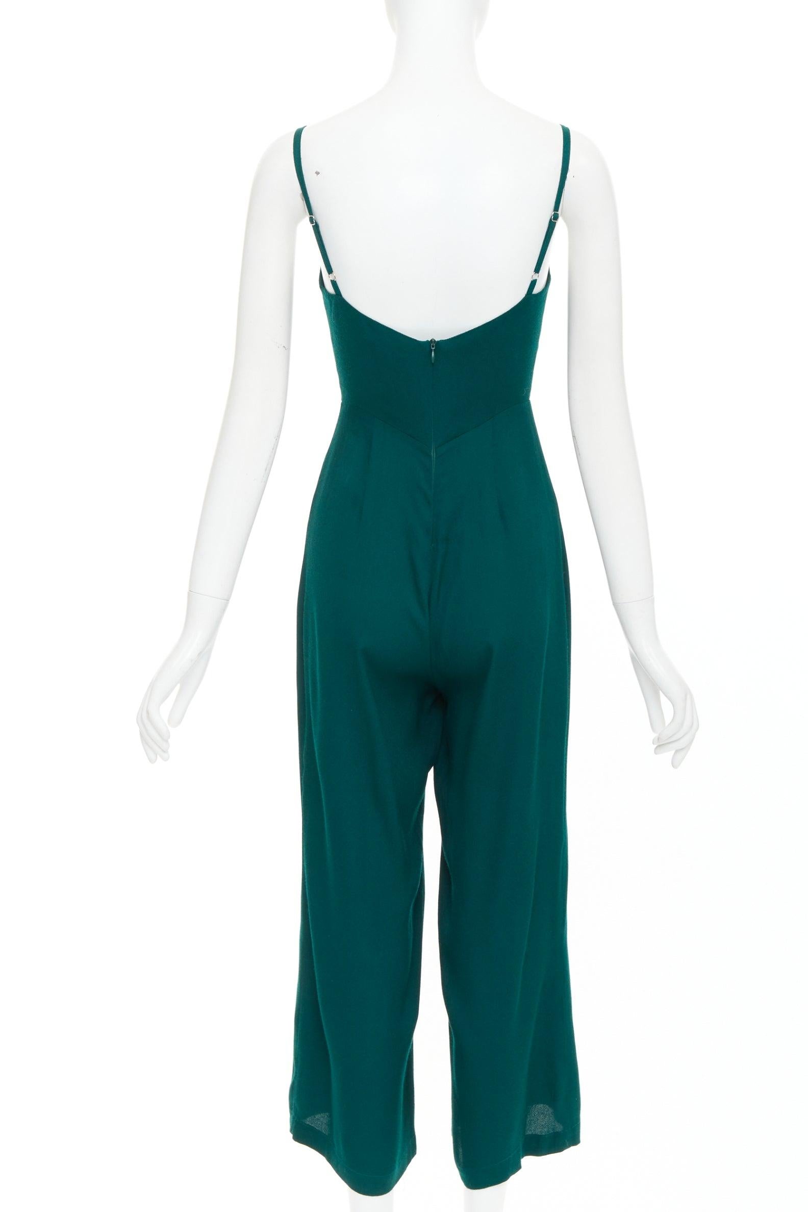 REFORMATION waldgrüner Viskosemischung Quadratischer Halsausschnitt Cropped Jumpsuit US0 XS Damen im Angebot