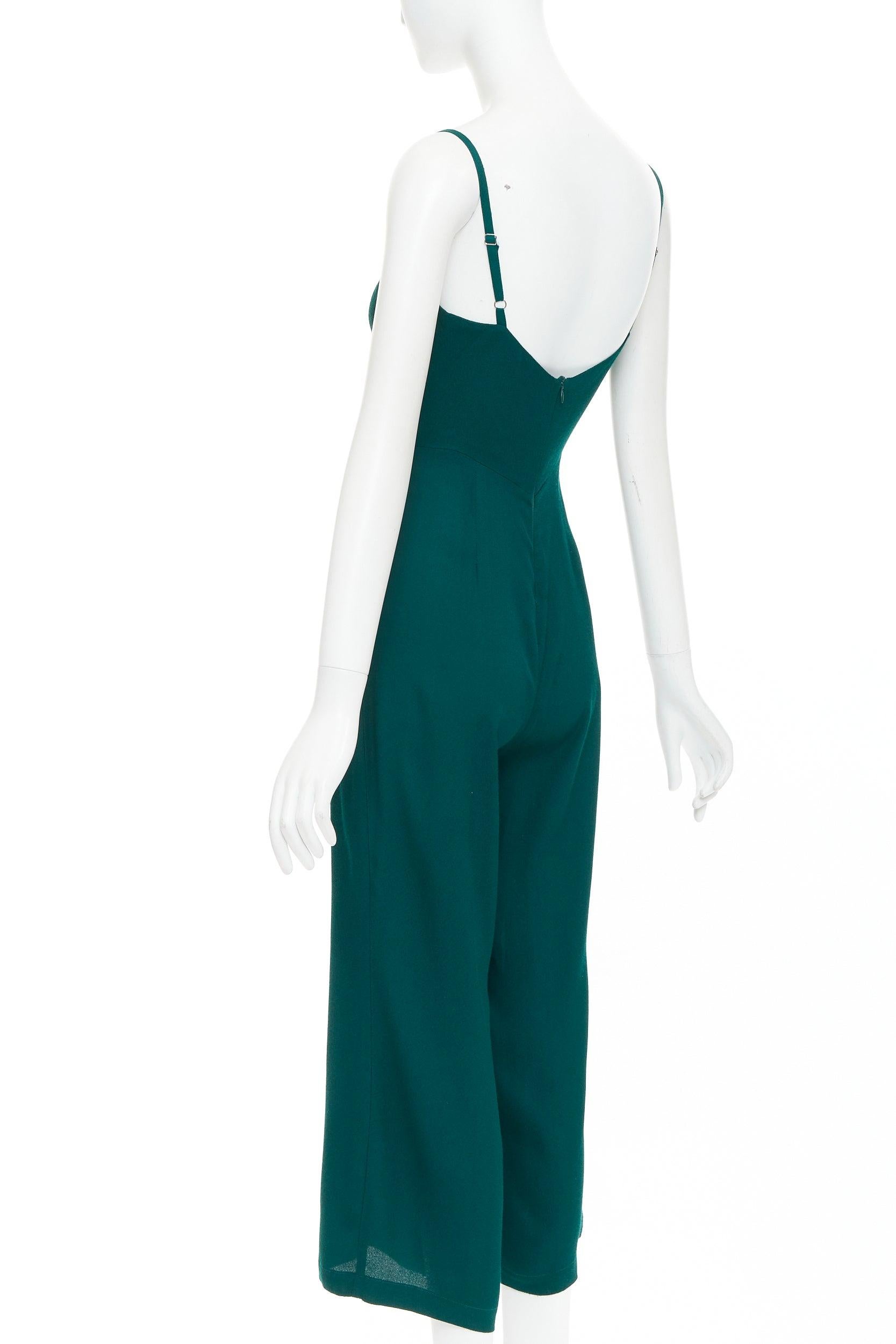 REFORMATION waldgrüner Viskosemischung Quadratischer Halsausschnitt Cropped Jumpsuit US0 XS im Angebot 1