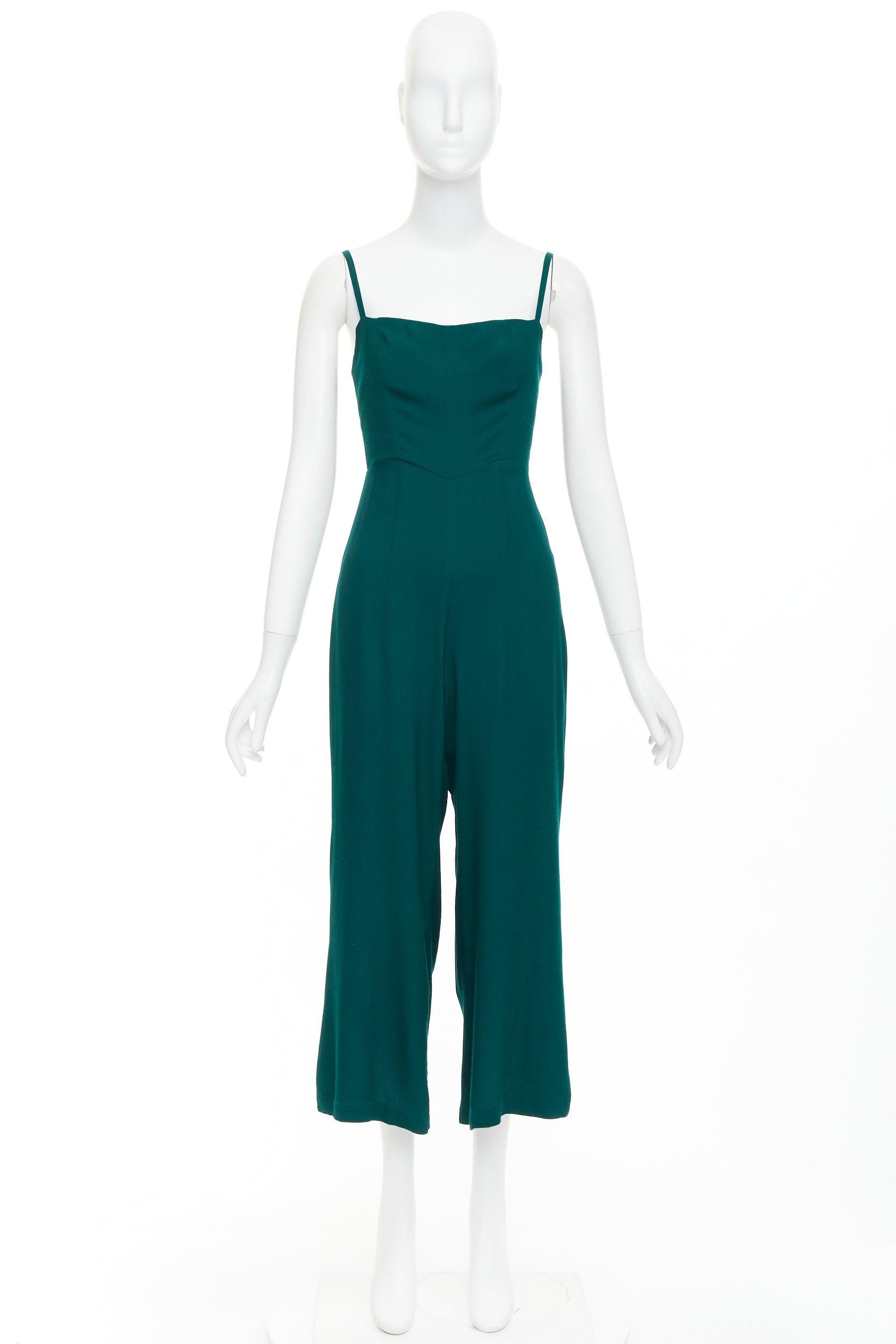 REFORMATION waldgrüner Viskosemischung Quadratischer Halsausschnitt Cropped Jumpsuit US0 XS im Angebot 4