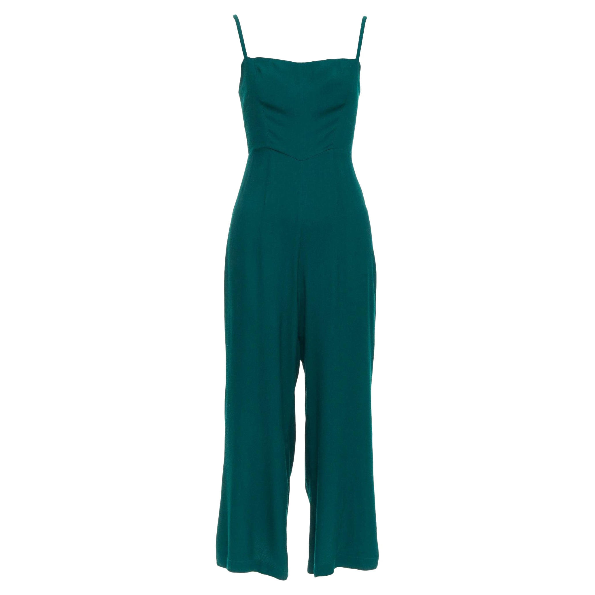 REFORMATION waldgrüner Viskosemischung Quadratischer Halsausschnitt Cropped Jumpsuit US0 XS