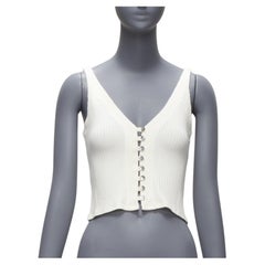 REFORMATION Giorgia cream ribbed shell button loops V neck tank top XS