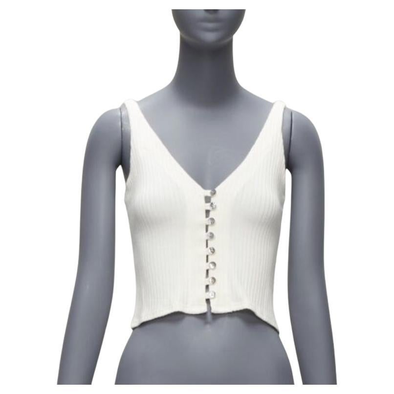 REFORMATION Giorgia crème coquille côtelée boutons col V débardeur XS