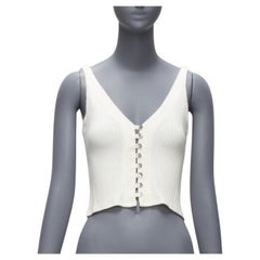 REFORMATION Giorgia cream ribbed shell button loops V neck tank top XS