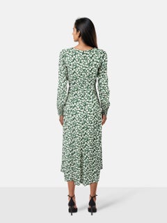 Reformation Green Floral Long Sleeve Dress Size M