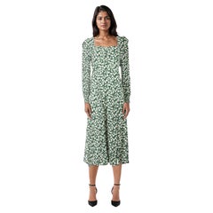 Reformation Green Floral Long Sleeve Dress Size M
