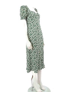 Reformation Green Floral Print Midi Dress Size M