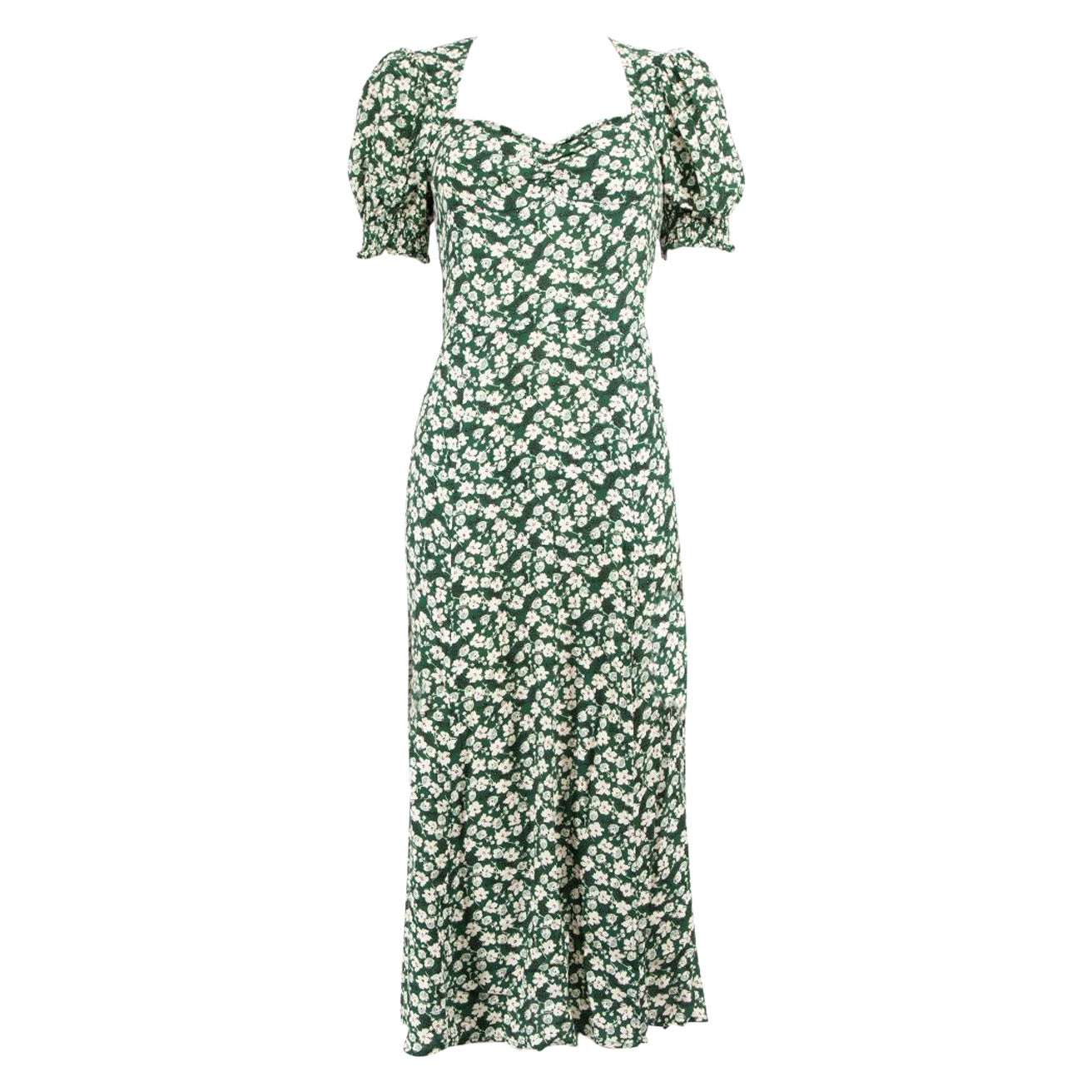 Reformation Green Floral Print Midi Dress Size M
