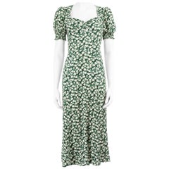 Reformation Green Floral Print Midi Dress Size M