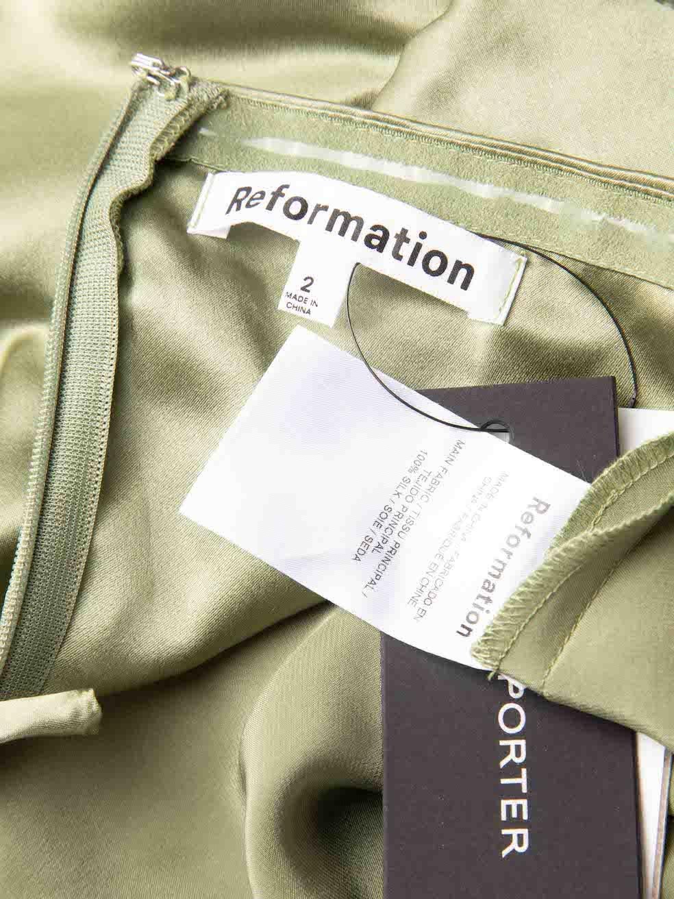 Women's Reformation Green Silk Halterneck Sorrentine Mini Dress Size XS For Sale