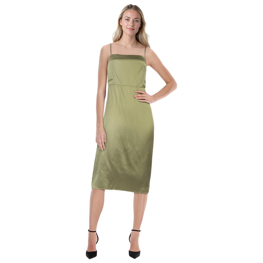 Reformation - Robe midi en soie verte Oaklie - Taille XS