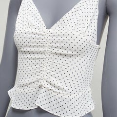 REFORMATION Hall white polka dot V neck retro ruched tank top US0 XS