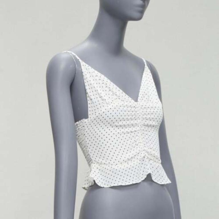 Gris REFORMATION Hall blanc à pois Débardeur rétro à col en V US0 XS en vente