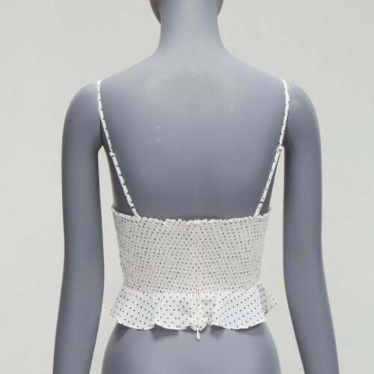 REFORMATION Hall blanc à pois Débardeur rétro à col en V US0 XS Pour femmes en vente