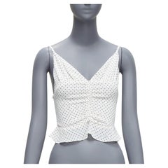 REFORMATION Hall white polka dot V neck retro ruched tank top US0 XS