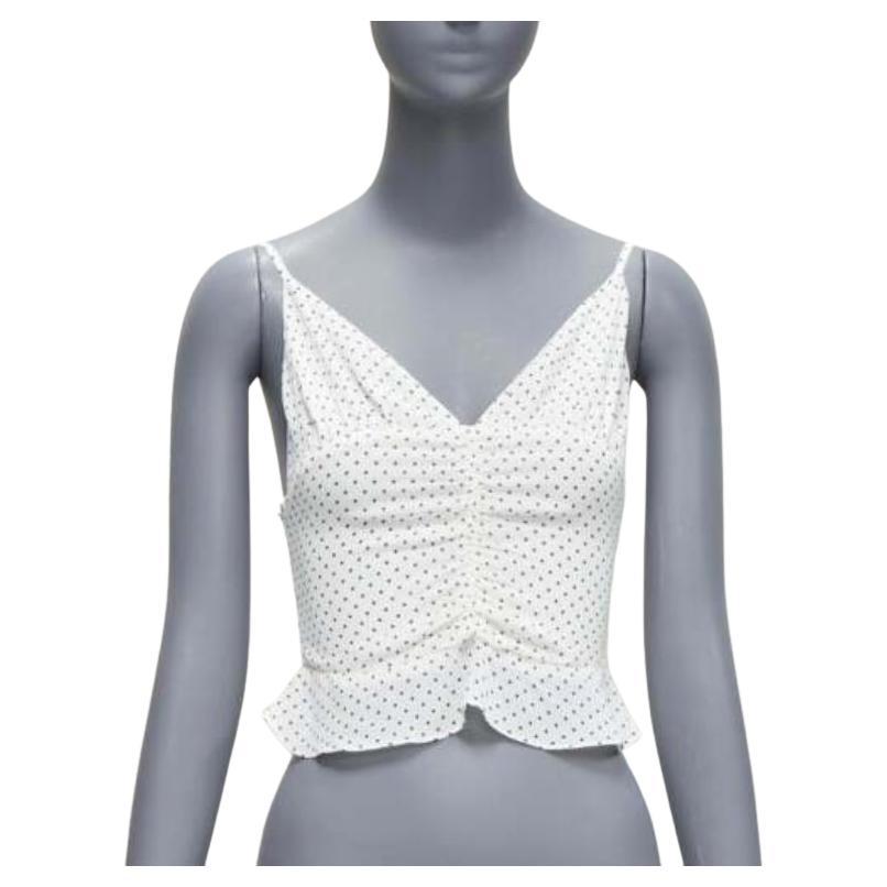 REFORMATION Hall blanc à pois Débardeur rétro à col en V US0 XS en vente