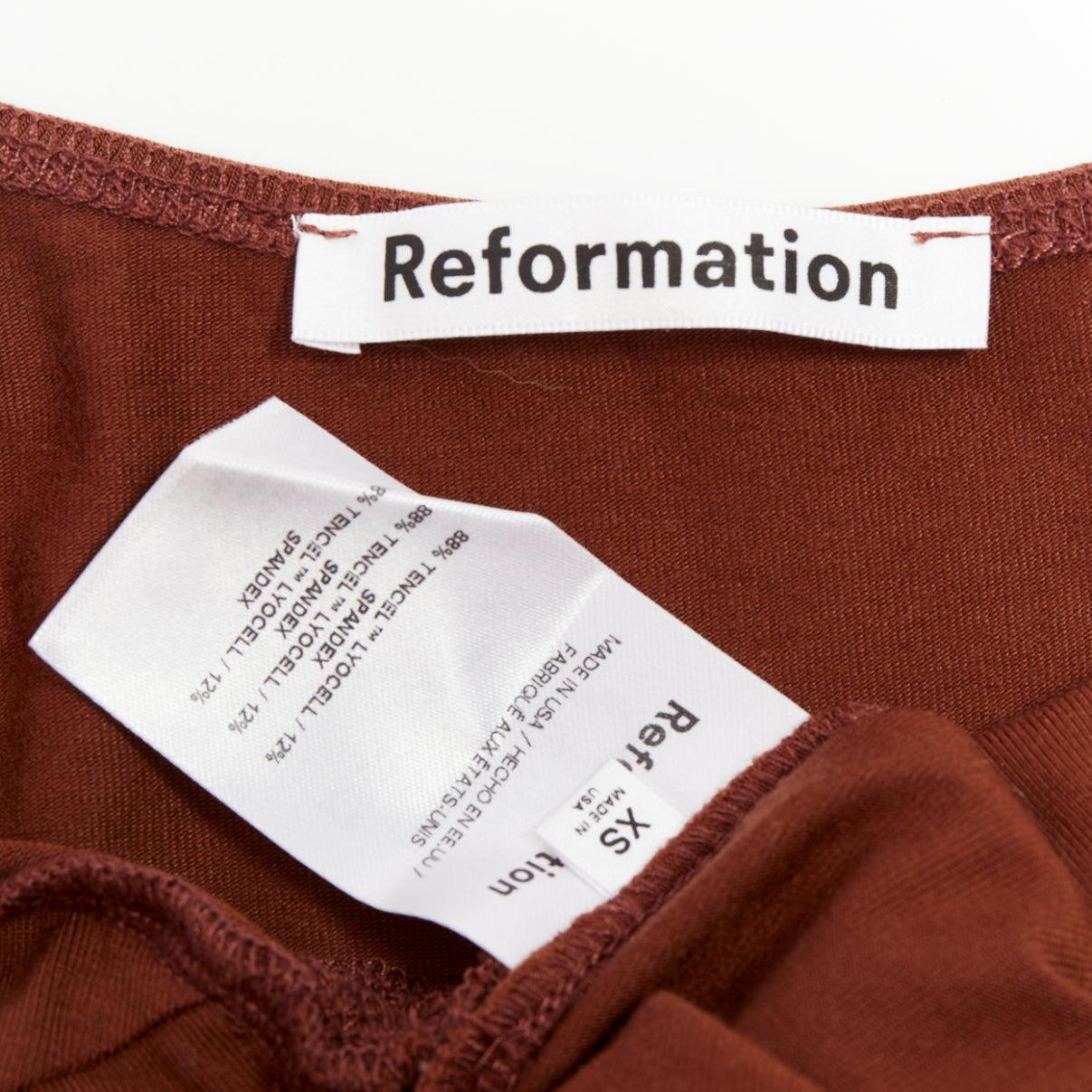 REFORMATION Lainey in misto tencel, abito midi con buco della serratura con spaghetti XS in vendita 3