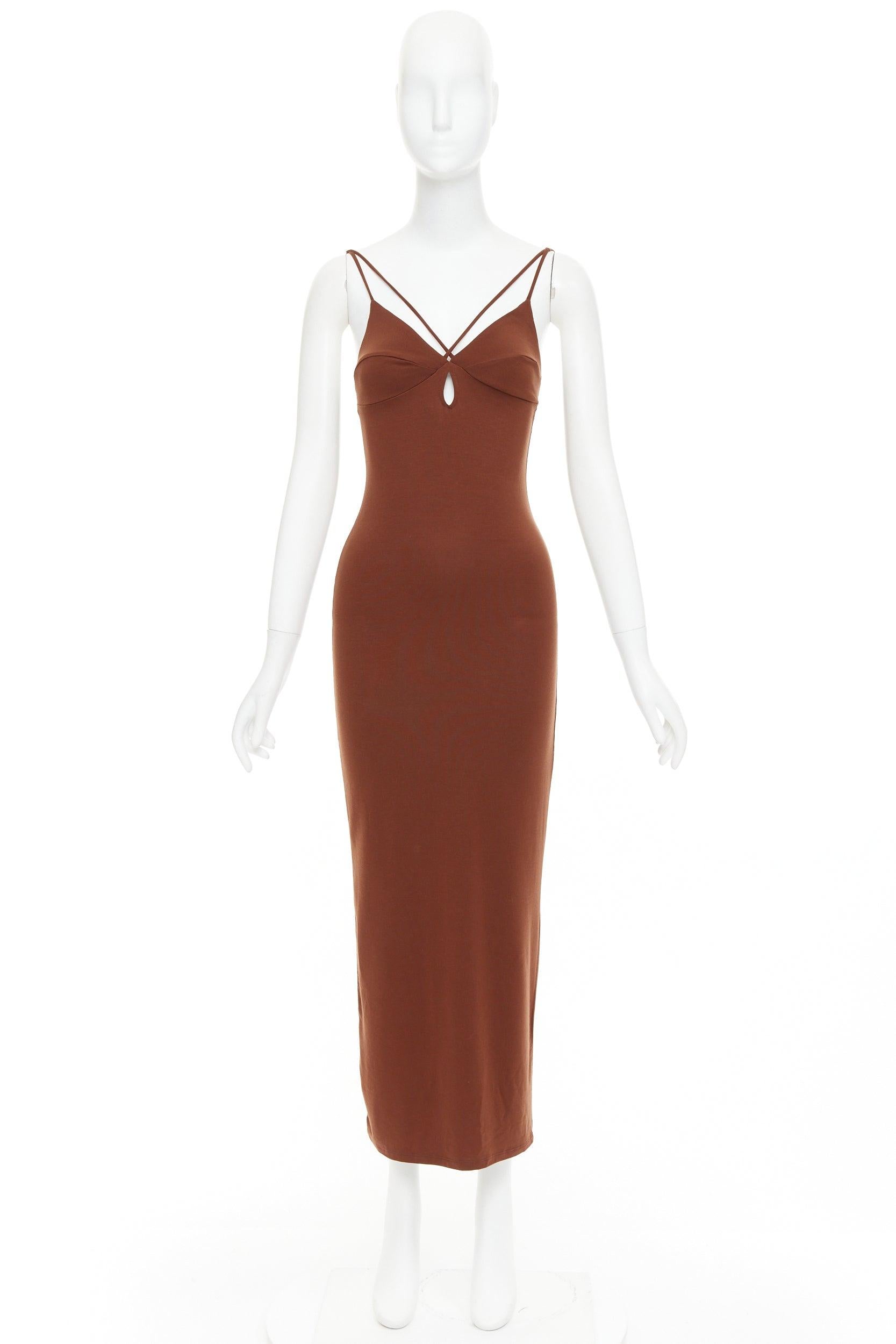 REFORMATION Lainey in misto tencel, abito midi con buco della serratura con spaghetti XS in vendita 4