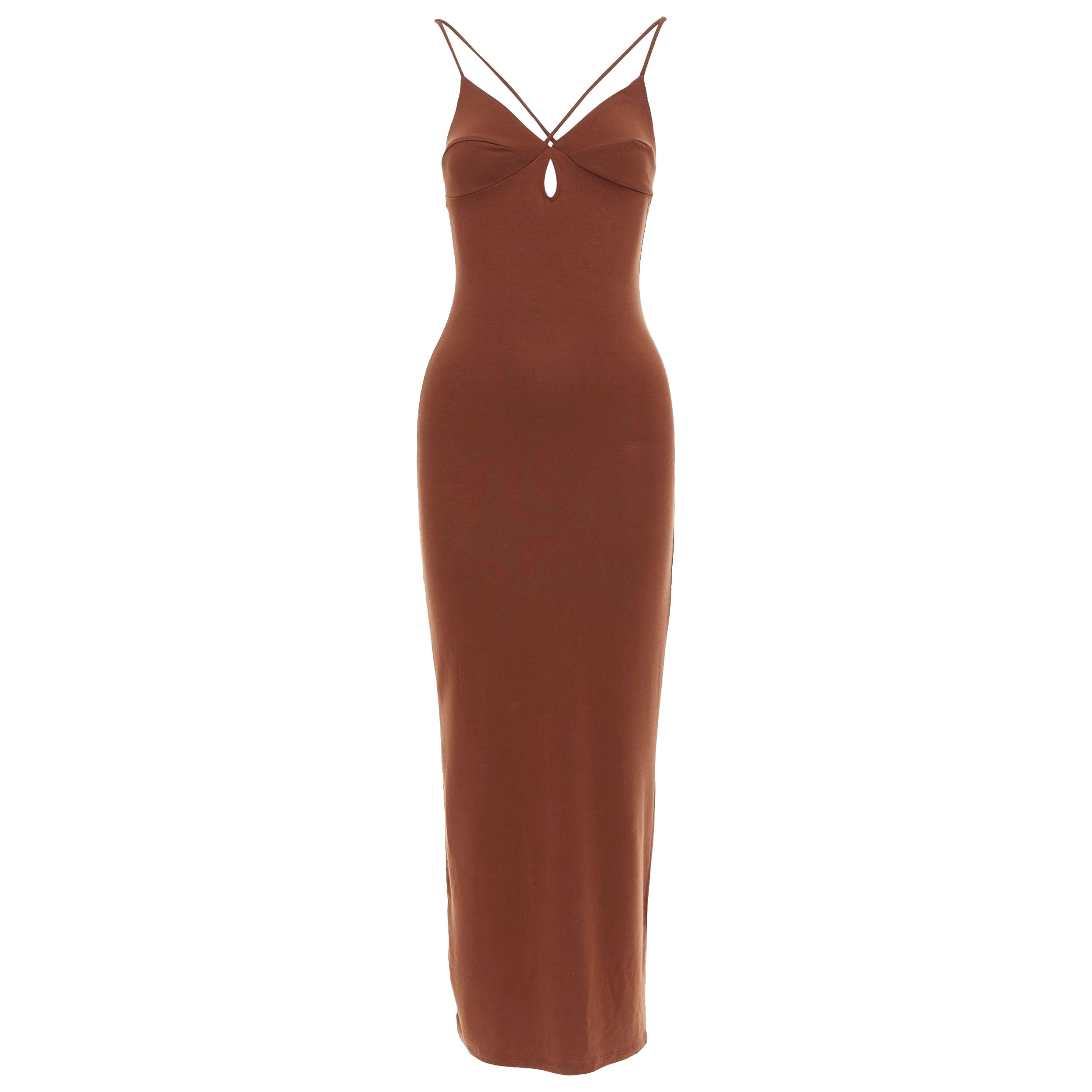 REFORMATION Lainey in misto tencel, abito midi con buco della serratura con spaghetti XS in vendita