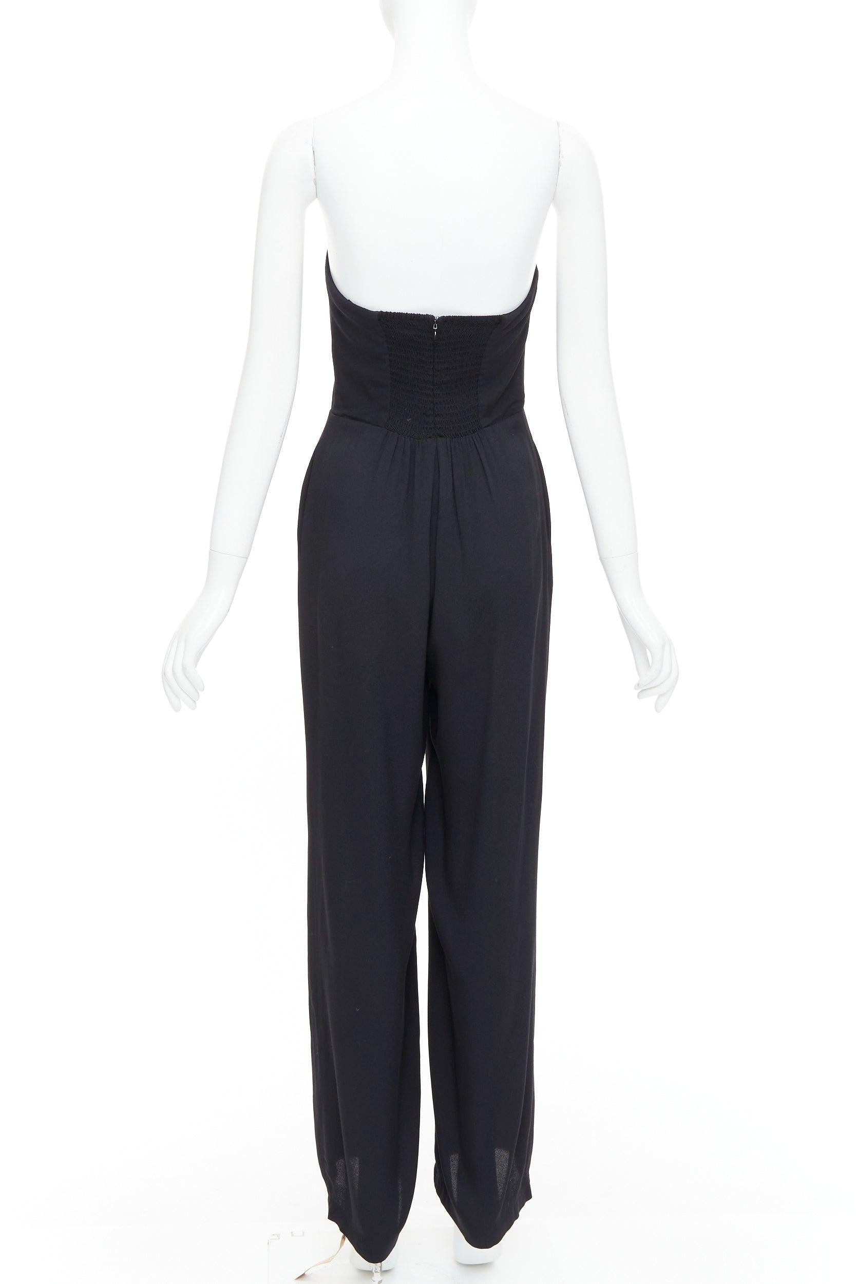 Donna REFORMATION Lela, tuta a gamba larga senza spalline in misto viscosa nera US2 S in vendita