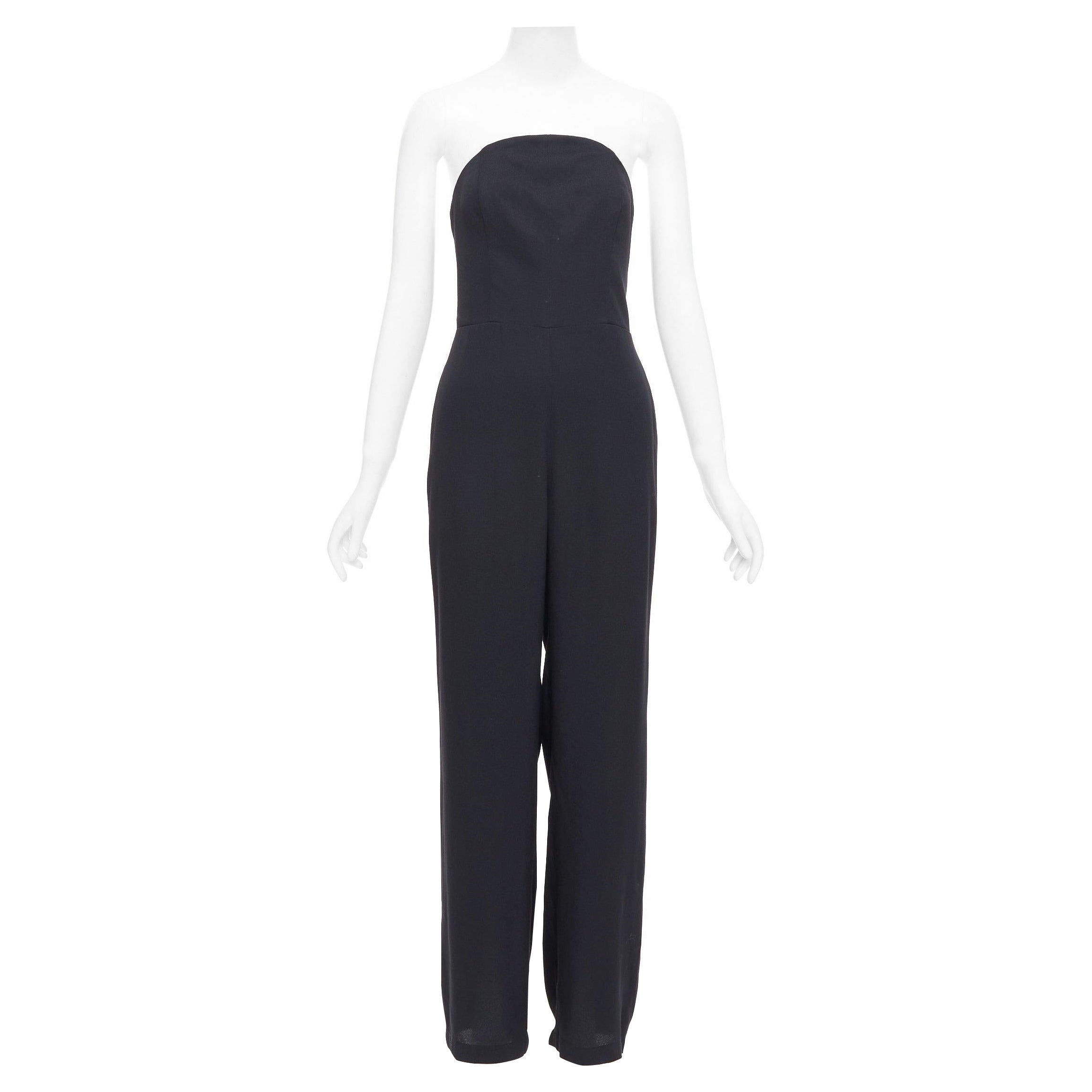 REFORMATION Lela noir viscose mélange combinaison sans bretelles à jambe large US2 S