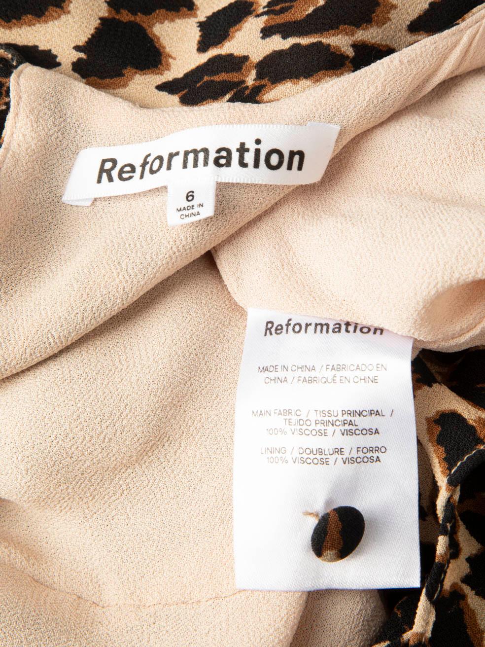 Women's Reformation Leopard Print Long Sleeve Mini Dress Size M For Sale