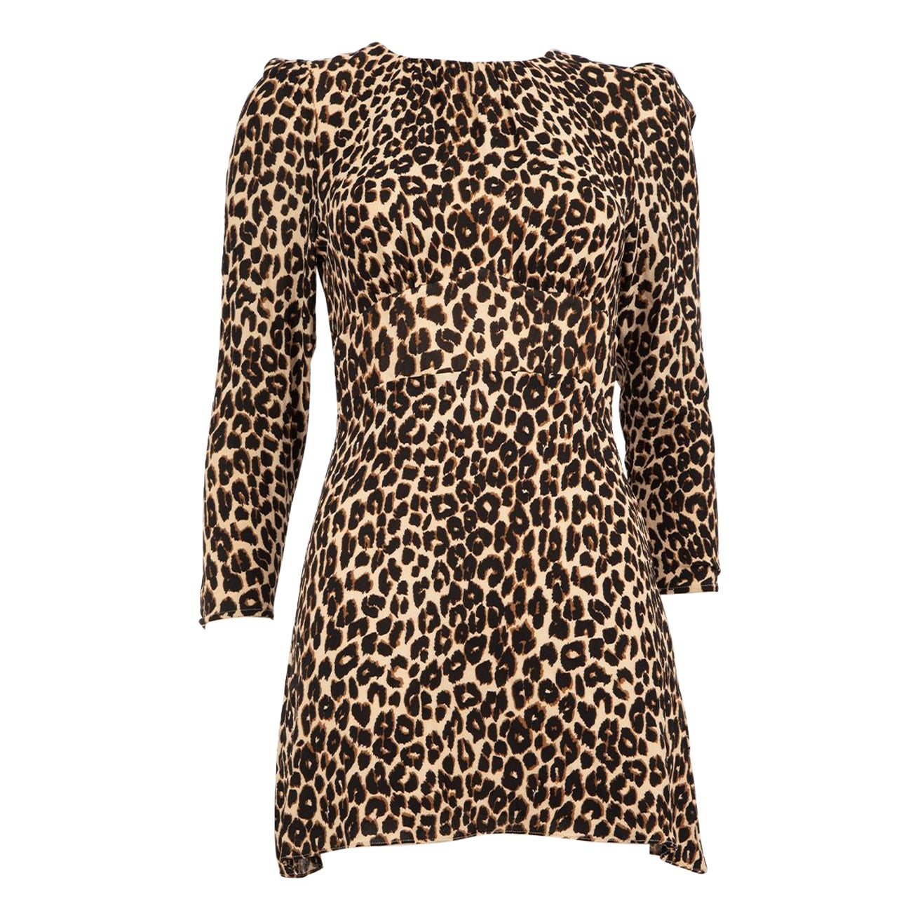 Reformation Leopard Print Long Sleeve Mini Dress Size M