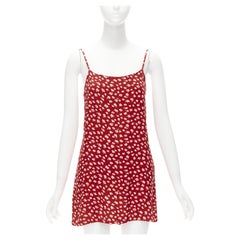 REFORMATION Lindsay red white floral print spaghetti mini slip dress US0 XS