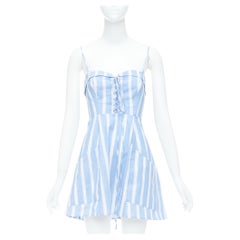 REFORMATION Lorimer blue white striped lace up mini dress US2 S