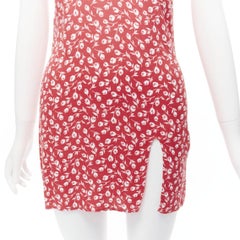 REFORMATION Marlowe pink white floral print high slit mini slip dress XS