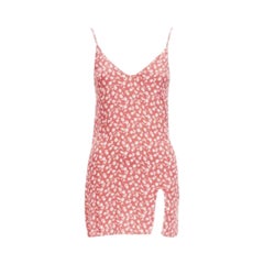 REFORMATION Marlowe rosa weißer Blumendruck hochgeschlitztes Minislipkleid XS